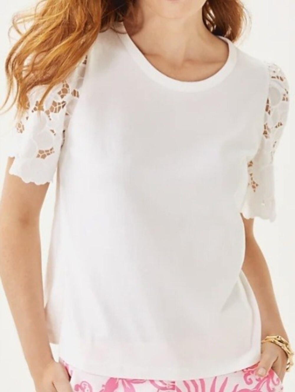 Lilly Pulitzer Sebene Knit Top Resort White XS Cotton
